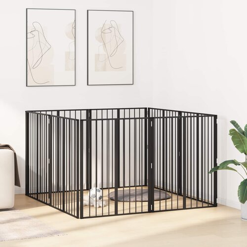  Vrata za pse 8 pcs Crna 80 x 100 cm Cinkani čelik Cene