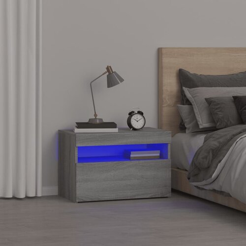  Noćni ormarić s LED svjetlima boja hrasta sonome 60x35x40 cm Slike
