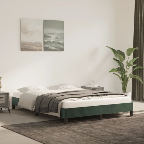 The Living Store Posteljni okvir temno zelen 140x200 cm žamet - Posteljni Okvir, (21491443) Slike