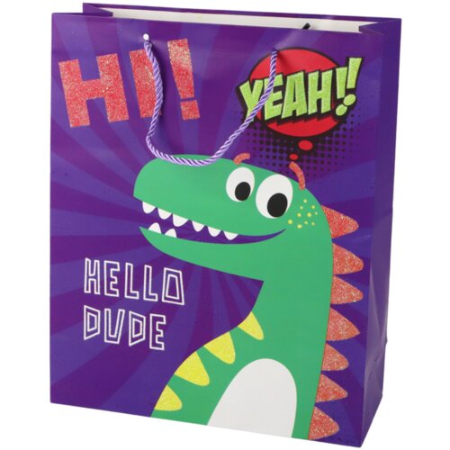 Purple Dinosaur Paper Gift Bag 32cm x 26cm x 10cm Cijene