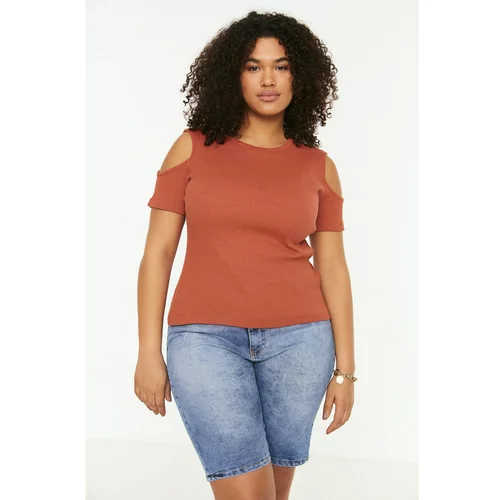 Trendyol Curve Cinnamon Cutout Detailed Knitted Blouse