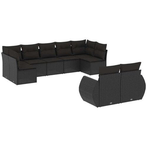 vidaXL 9-dijelni set vrtnih sofa s jastucima crni od poliratana Cijene