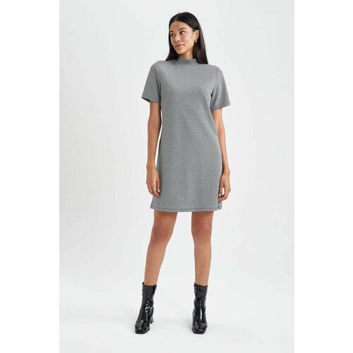 Defacto A Cut Half Turtleneck Crowbar Mini Short Sleeve Knitted Dress Slike
