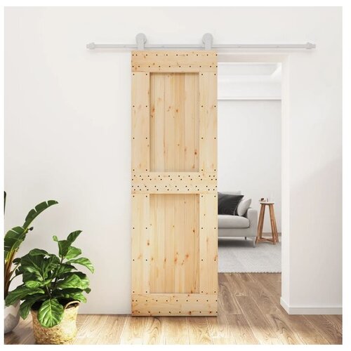 vidaXL Drsna vrata s kompletom vodil 70x210 cm trdna borovin Cene
