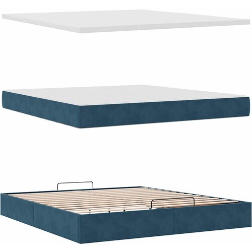  Otomanski krevet s madracem tamnoplavi 160x200 cm bar&amp;scaron;unasti Slike