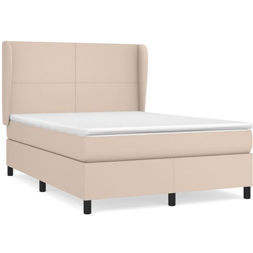VidaXL Box spring postelja z vzmetnico kapučino 140x200cm umetno usnje, (20896847) Slike