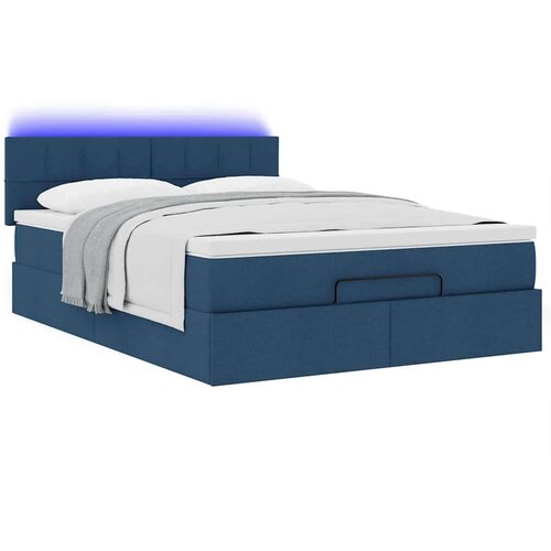  Otomanski krevet s madracem i LED plavi 140x190 cm tkanine Slike