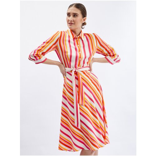 Orsay Red-Orange Women's Striped Shirt Dress - Women's Slike