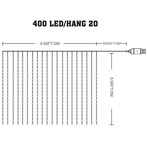  LED RGB prigu&amp;scaron;iva zavesa WIZARD 400xLED/USB 2x2m + daljinski upravljač Slike