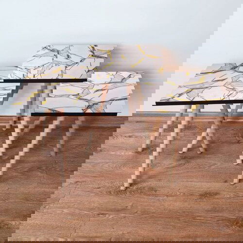 Hanah home 3Shp107 - light pink light pinkgoldgrey nesting table (3 pieces) Cene