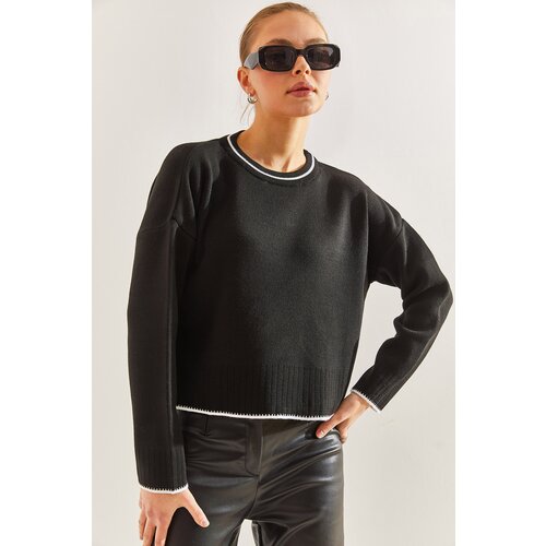 Bianco Lucci Women's Collar and Striped Knitwear Sweater Slike