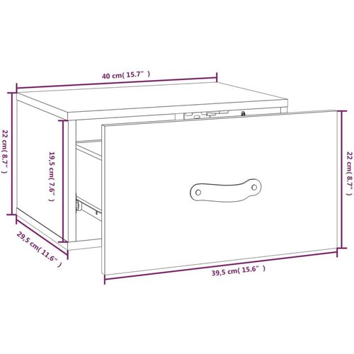 VidaXL Zidni noćni ormarići 2 kom Crna 40 x 29,5 x 22 cm Slike