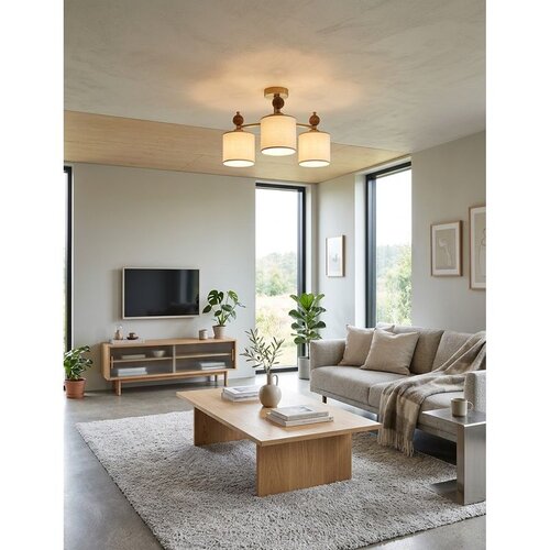 Opviq luster Neptun Wood 3, 3 &times; E27, zlatni / krem Cene