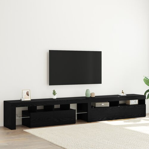 vidaXL TV ormari 2 komada s LED lampicama crni hrast konstruirano drvo, TV ormar s LED lampicom crni hrast 120x35x40 cm konstruirano drvo Cijene