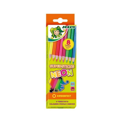  Drvene bojice Jolly kinderfest neon mix 8 kom u kartonskoj kutiji Slike