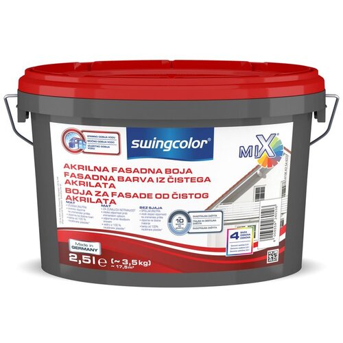 SWINGCOLOR Fasadna barva iz čistega akrilata (barva: bela, 2,5 l, mat) Cene