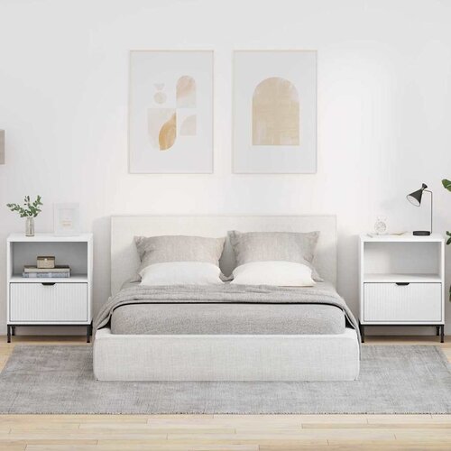 VidaXL Noćni ormarići 2 pcs Bijelo 49 x 36 x 61 cm Konstruirano drvo Slike