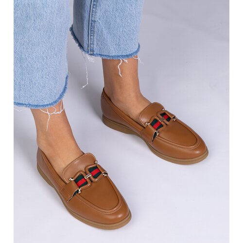 D/CEO marka niezdefiniowana Brown faux leather loafers with decoration Kalenda Cijene