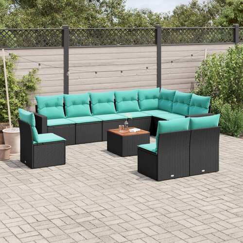  11-dijelni set vrtnih sofa od poliratana s jastucima crni Cijene