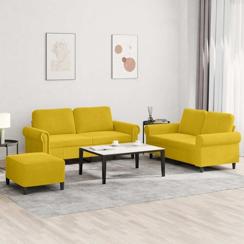  3-dijelni set sofa s jastucima žuti bar&scaron;unasti Cijene