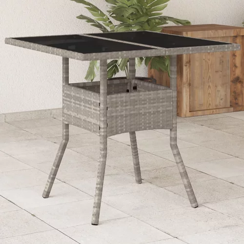  Vrtni stol sa staklenom pločom sivi 80 x 80 x 75 cm poliratan