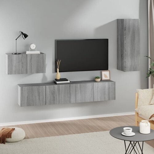  4-dijelni set TV ormarića sivog sonome konstruirano drvo Cijene