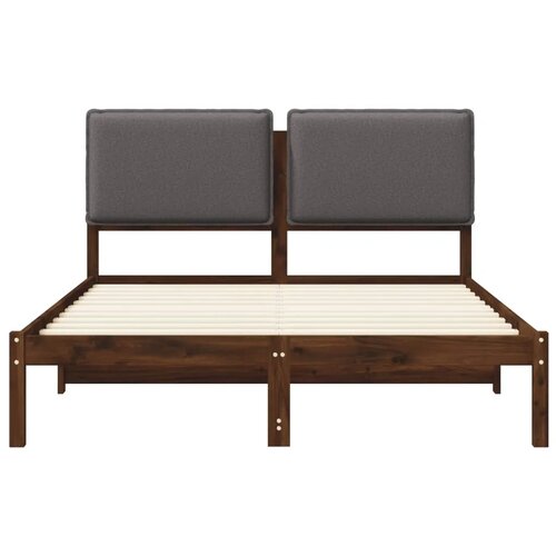  Krevetni okvir s tapiciranim uzglavljem - Tamnosmeđa i svjetlosiva 140 x 190 cm Slike