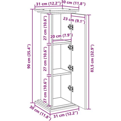 vidaXL Stojalo za shranjevanje starinski les 31x30x90 cm inž. les Cene