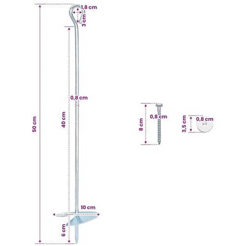  Zemaljska sidra 6 kom. &Oslash;10 x 50 cm Galvanizirani metal Srebrna - 6 50 cm Cijene