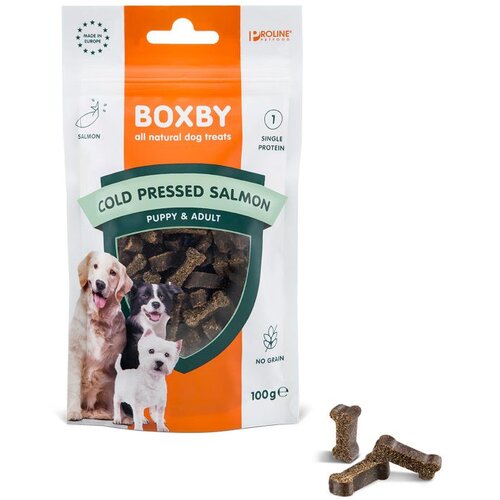 Boxby Poslastica za pse Puppy &amp;amp; Adult Grain Free Losos, 100 g Slike