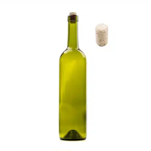  Staklena boca za vino BORDEAUX maslina 750 ml sa čepom Slike