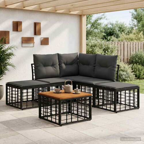 Set vanjskih sofa 6 kom. Crna i tamno siva Poliester Cijene