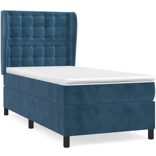 vidaXL Box spring postelja z vzmetnico temno modra 90x200 cm žamet, (20901421)