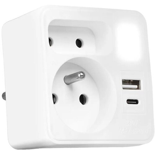 Višenamenski razdelnik: 2 utičnice, USB-C i USB-A, LED osvetljenje 0,5 W/230 V, 3000 K Cene