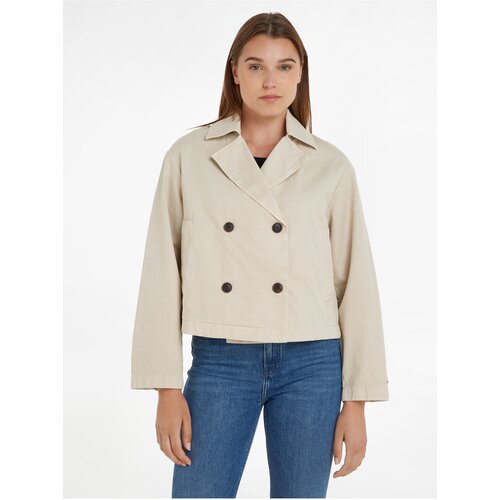 Tommy Hilfiger Beige Women s Light Crop Top Coat Women ePonuda
