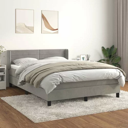  Box spring postelja z vzmetnico svetlo siva 140x200 cm žamet, (20725255)