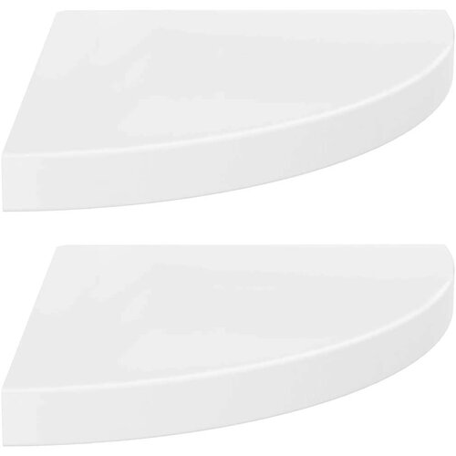 VidaXL Kotne police 2 kosa visok sijaj bele 35x35x3,8 cm MDF Slike