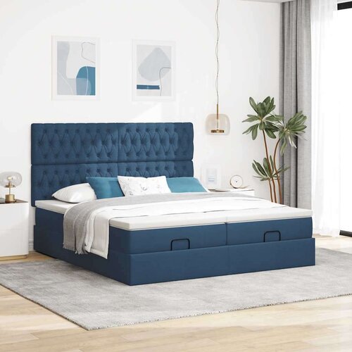 VidaXL otomanski okvir kreveta s madracima plavi 180x200cm od tkanine Slike