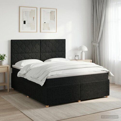  Boxspring krevet s madracem Crna 180 x 200 cm Tkanina Slike