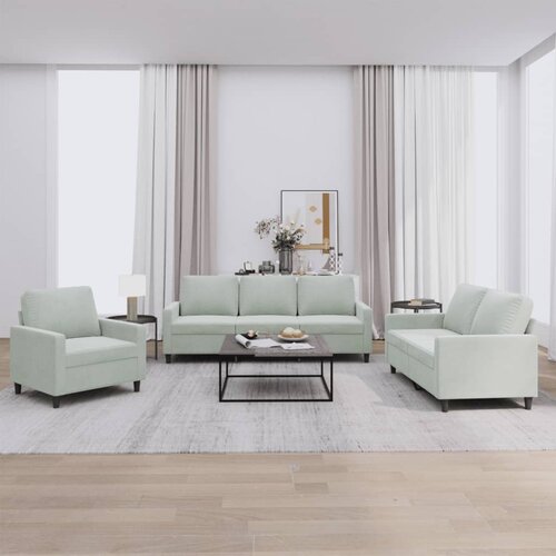  3-dijelni set sofa s jastucima svjetlosivi bar&amp;scaron;unasti Slike