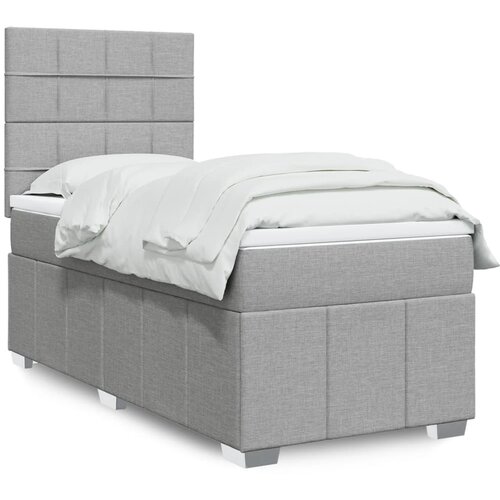 VidaXL Okvir kreveta s oprugama i madrac svjetlosivi 80x200cm tkanina Slike