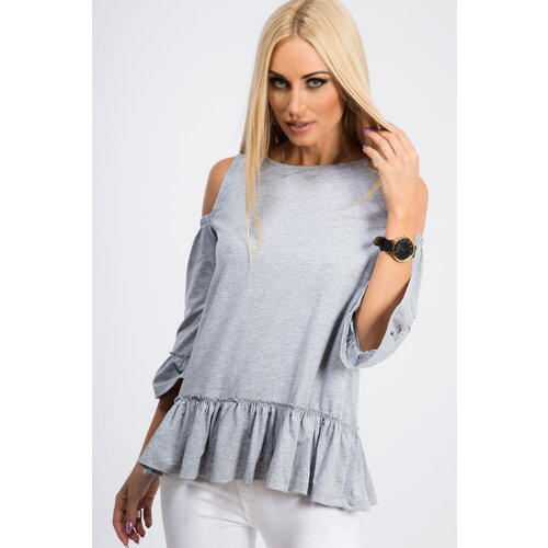 Fasardi Light grey blouse with shoulders off Slike