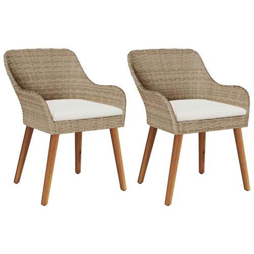 vidaXL Vrtni Stol z blazino 2 pcs Bež 55 x 62.5 x 82cm poli ratan, (5000044995) Cene