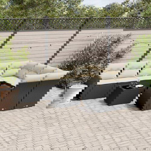 vidaXL 9-dijelni set vrtnih sofa s jastucima crni od poliratana Cijene