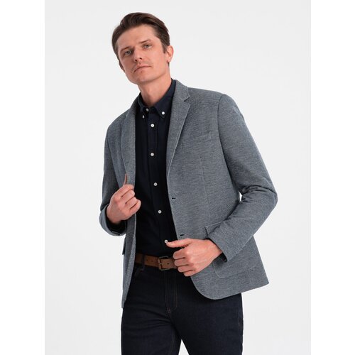 Ombre Men&amp;#039;s jacket with elbow patches - navy blue Slike