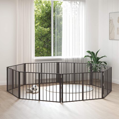  Vrata za pse 8 pcs Crna 100 x 60 cm Cinkani čelik Slike
