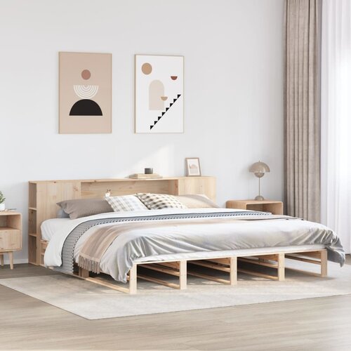 VidaXL Krevet s regalom za knjige bez madraca 180x200 cm masivno drvo Slike