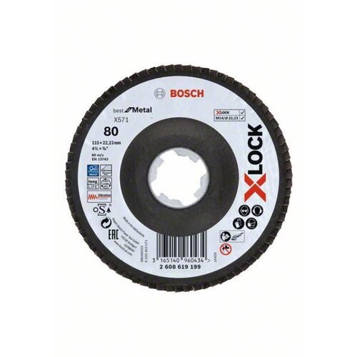 Bosch X-Lcok lamelne ploče, verzija pod uglom, vlaknasta ploča, ?115 mm, G 80, X571, Best for Metal, 1 komad D= 115 mm G= 80, pod uglom ( Cene