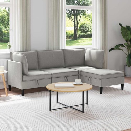  Set namje&scaron;taja za dnevni boravak 4 pcs Svjetlosiva Tkanina Cene