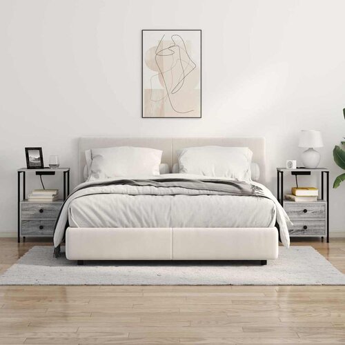  Noćni ormar 2 pcs Siva Sonoma 40 x 31 x 60 cm Konstruirano drvo Slike